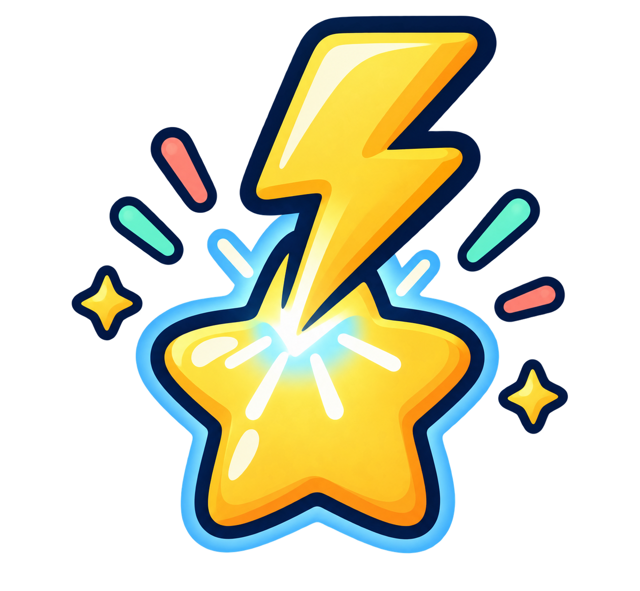 Lightning bolt charging a star